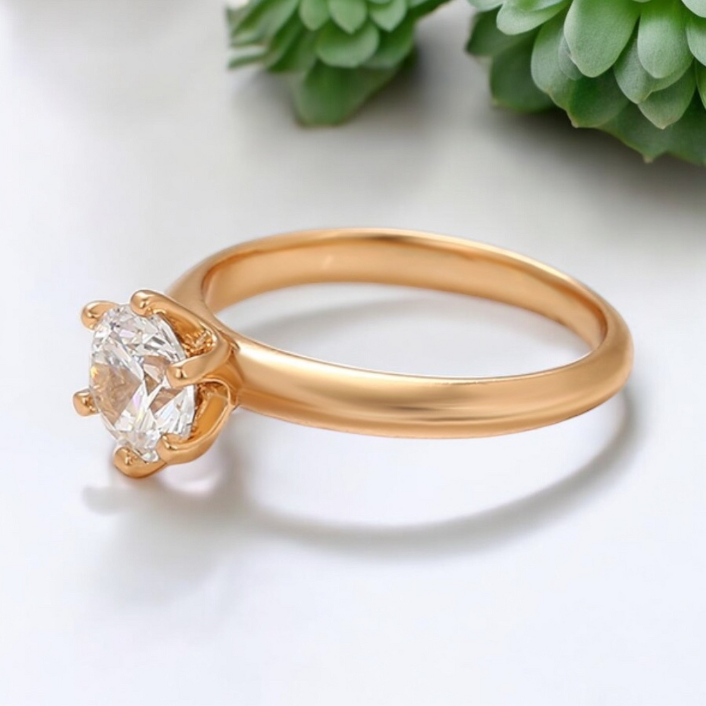 Golden Solitaire Sparkle Ring