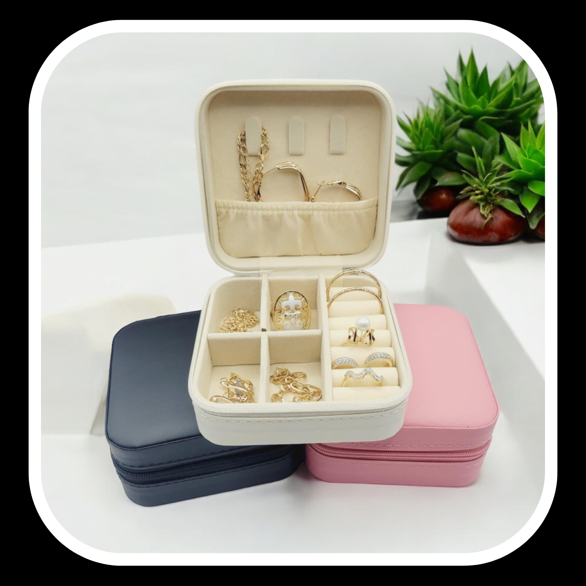 Portable Storage Jewelry Box-Beige