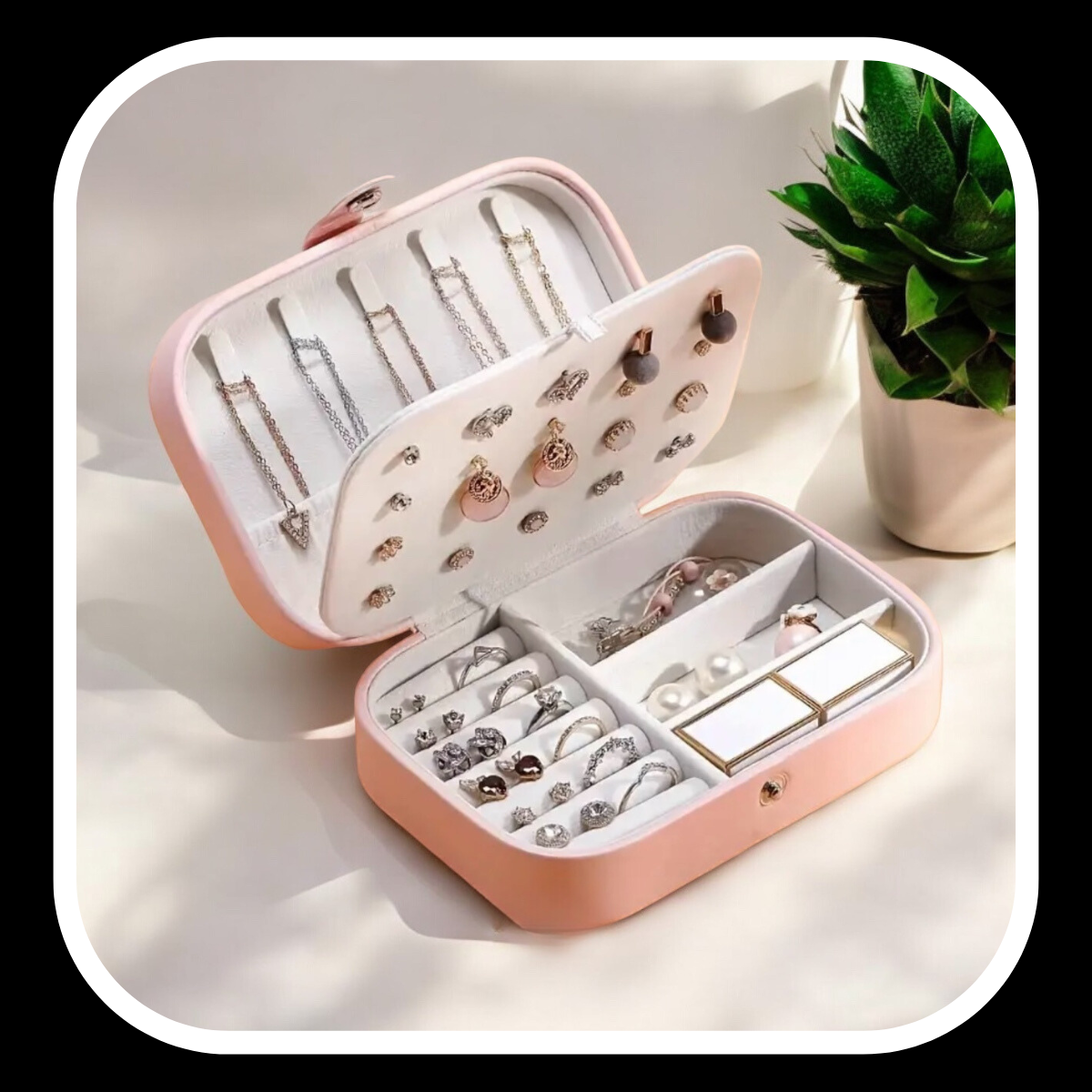 Dual Layer Storage Jewelry Box-Pink