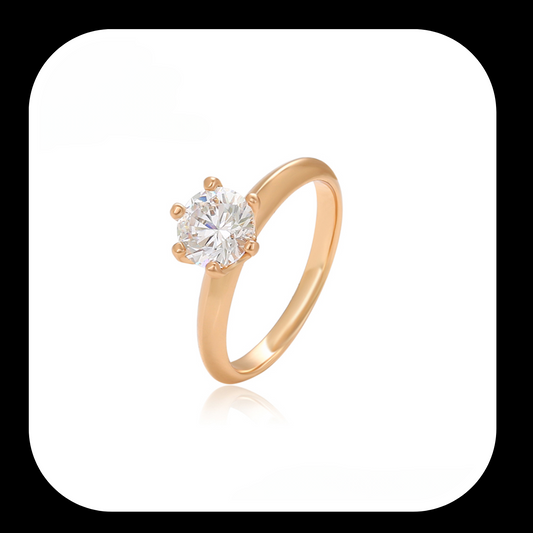 Golden Solitaire Sparkle Ring