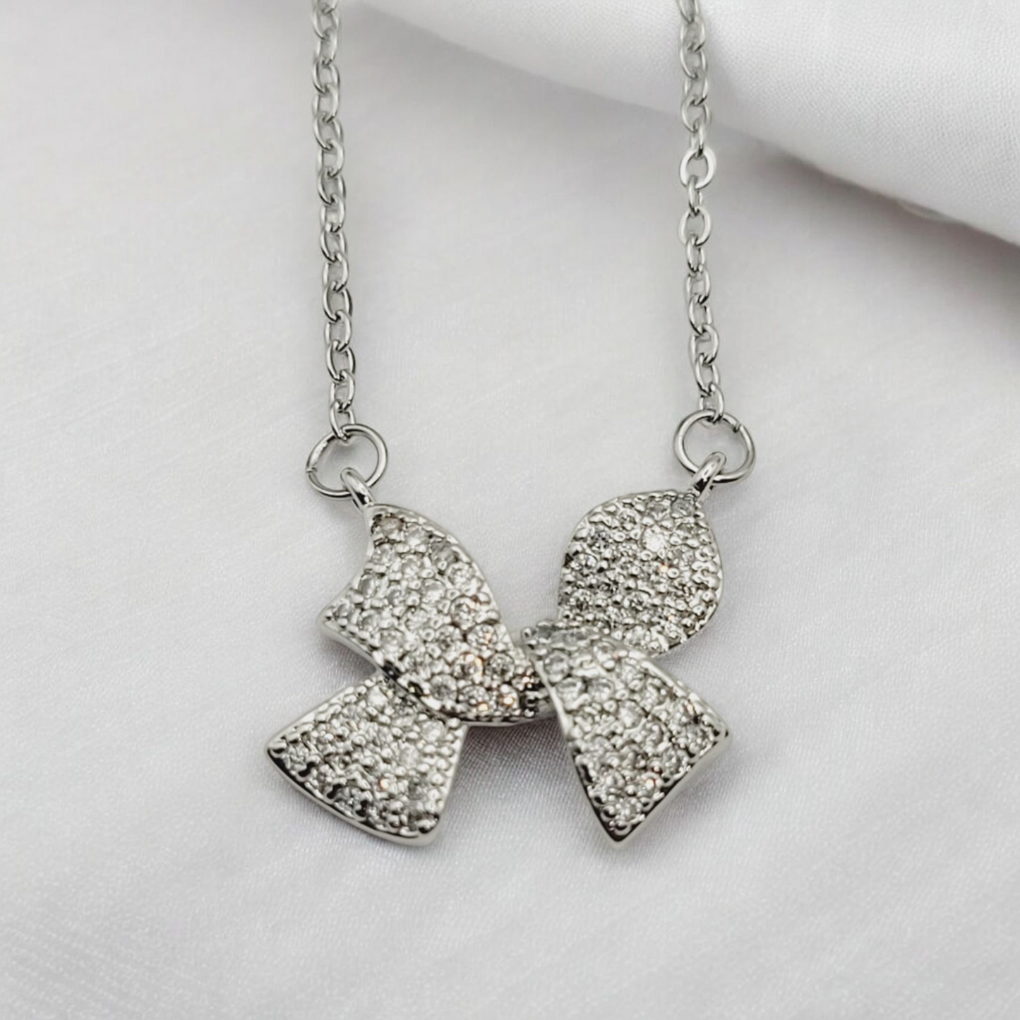 Silver Adjustable Bow Necklace