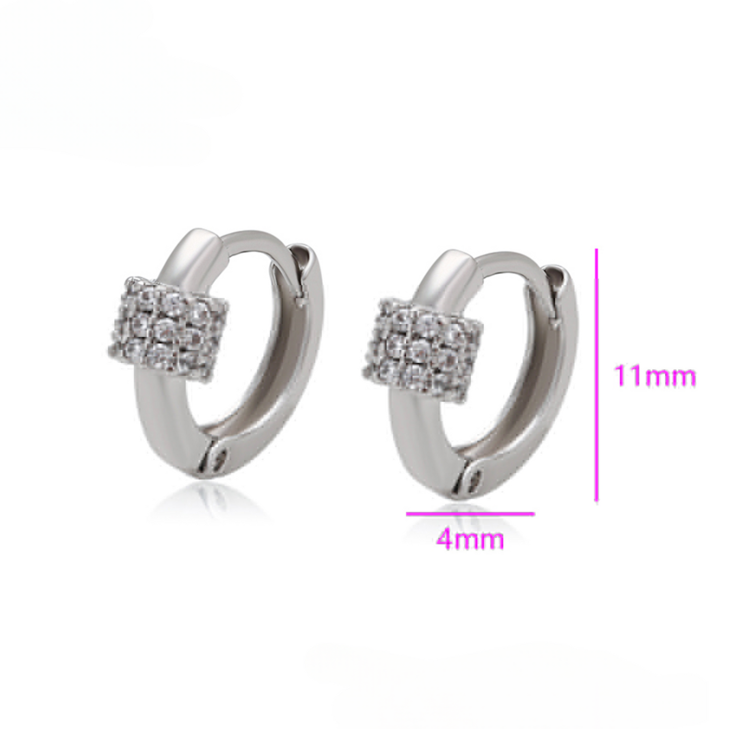 Glittering Silver Band Small Hoops