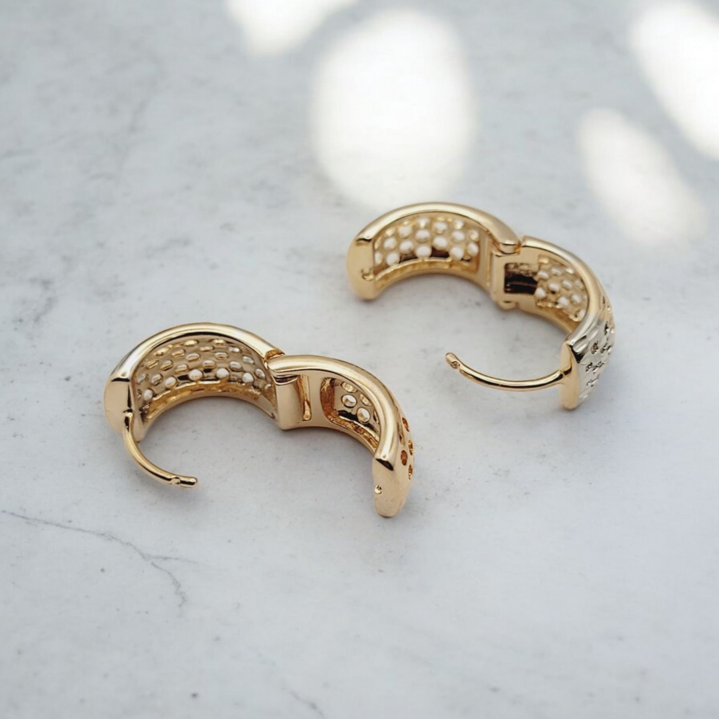 Textured Two Tone Hoop Earrings