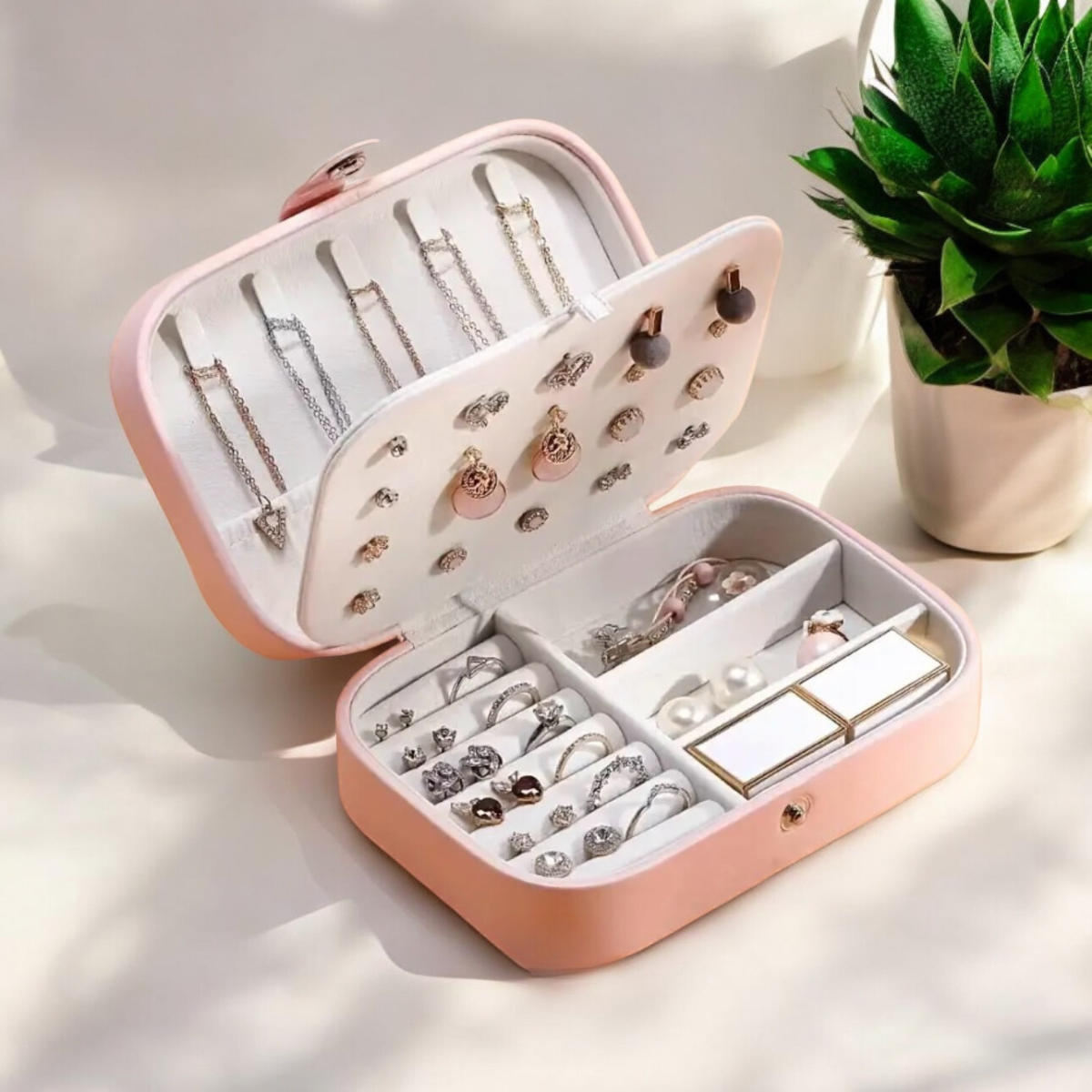 Dual Layer Storage Jewelry Box-Pink