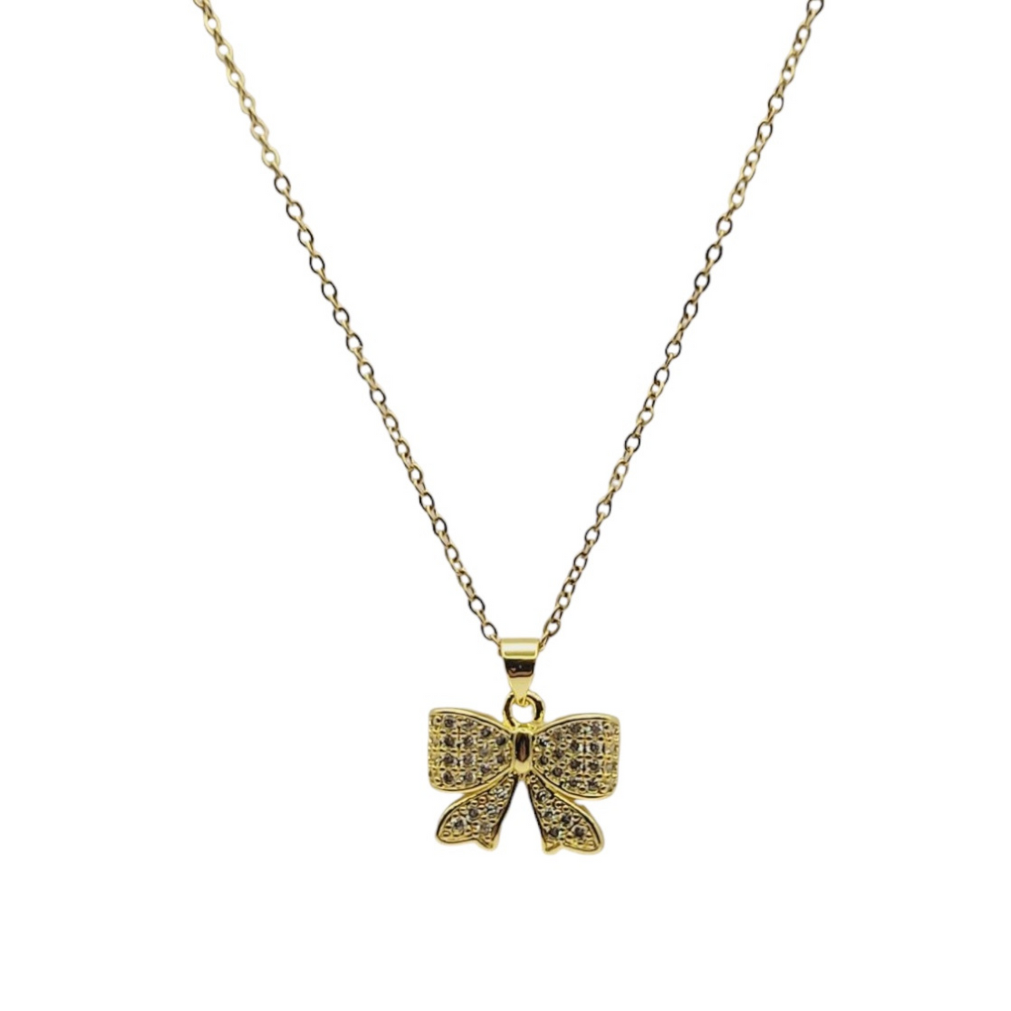 Golden Bow Charm Necklace