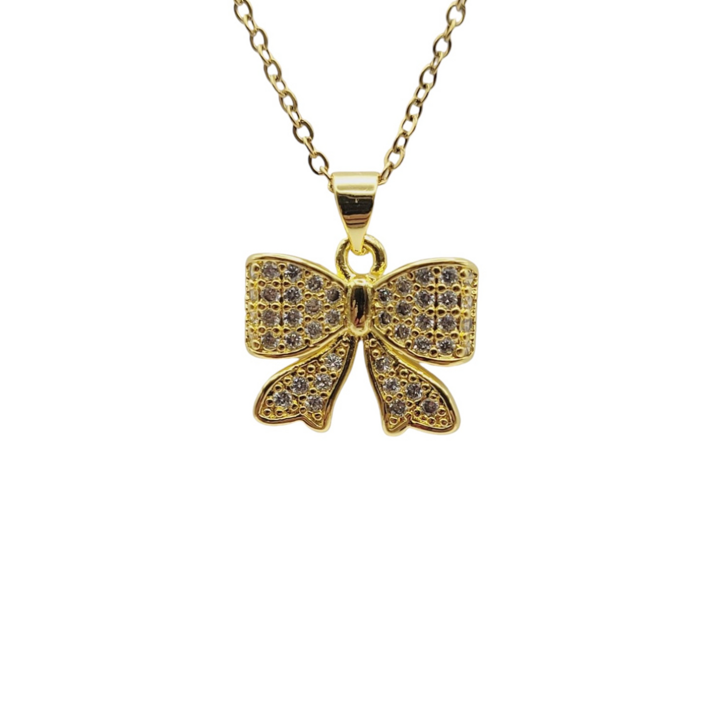 Golden Bow Charm Necklace