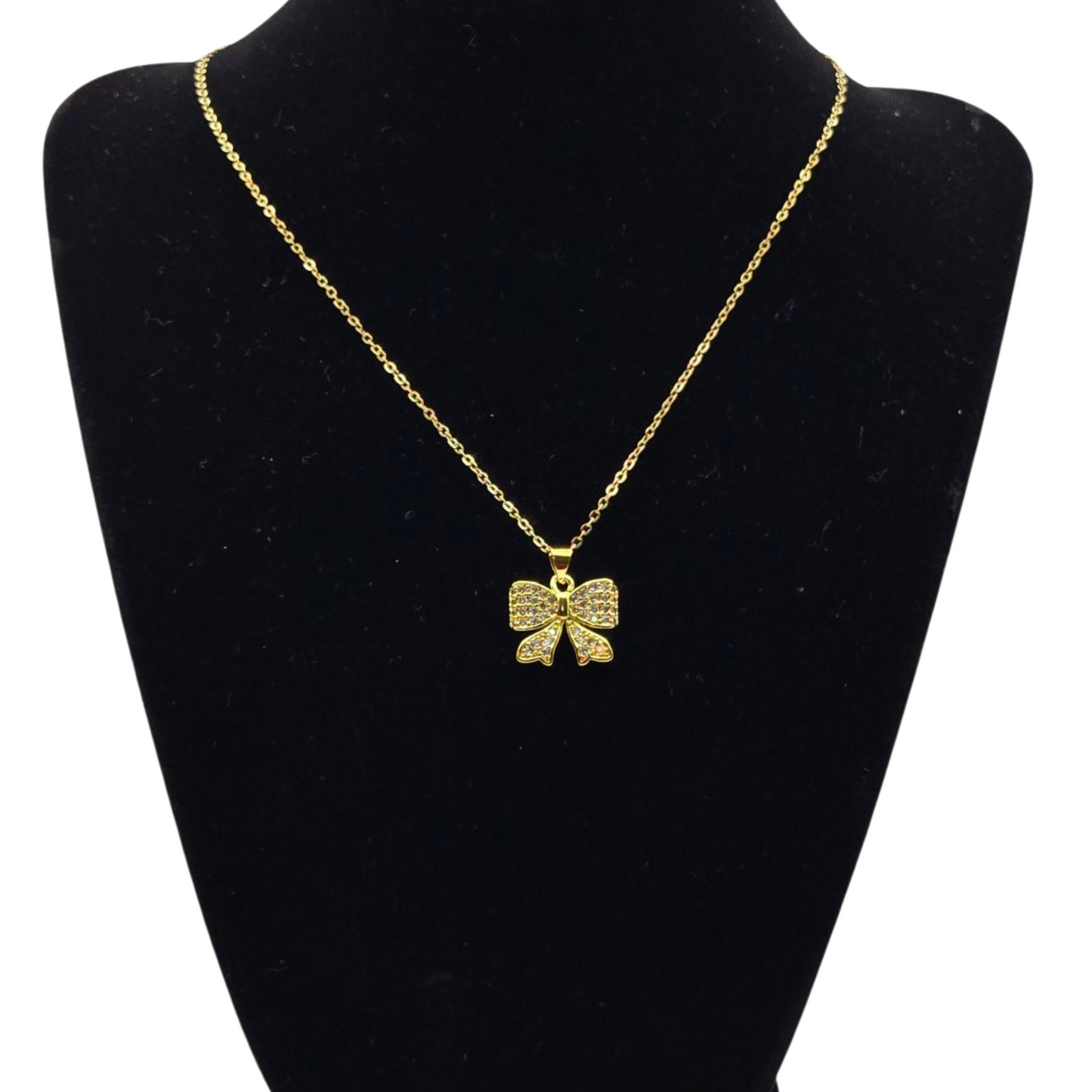 Golden Bow Charm Necklace