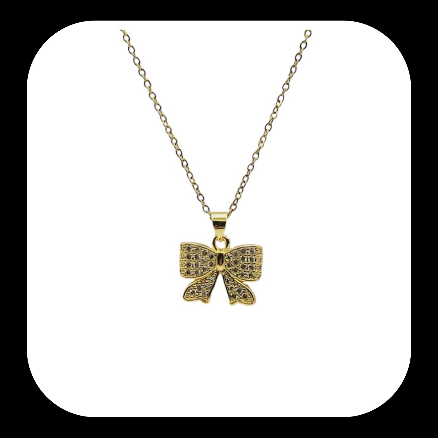 Golden Bow Charm Necklace