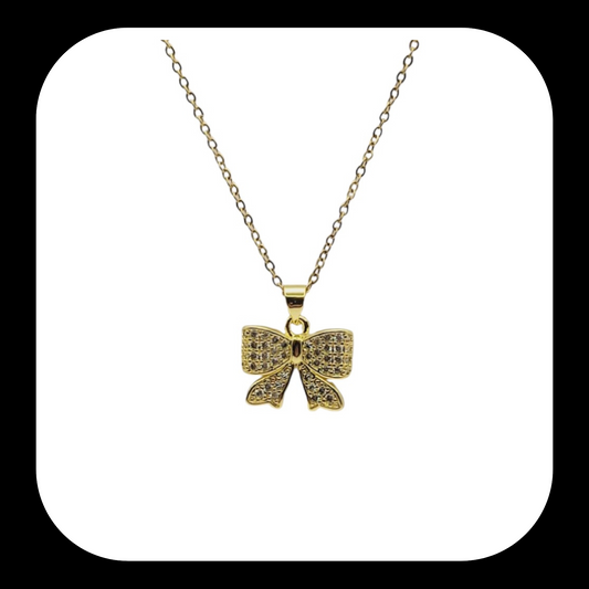 Golden Bow Charm Necklace