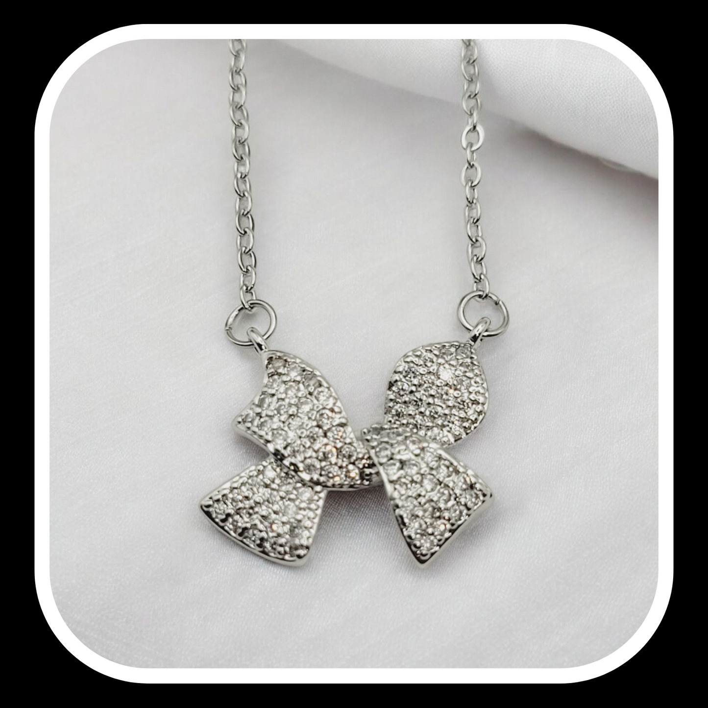 Silver Adjustable Bow Necklace